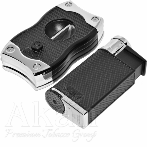 Zestaw prezentowy Colibri Evo Black+Chrome GS520C02 (zapalniczka + obcinarka + wyrzynarka)